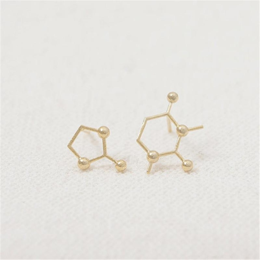 Gold Scientific Molecule Big Bang Earrings Gift - Picture 6 of 6